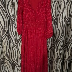 Taylor Vibrant Red Long Sleeve Dress